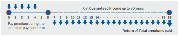 Guaranteed Income upto 30 years