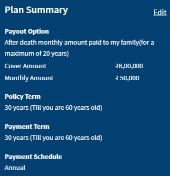 Extra life income option