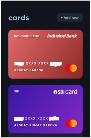 adding your credit cards in cred app